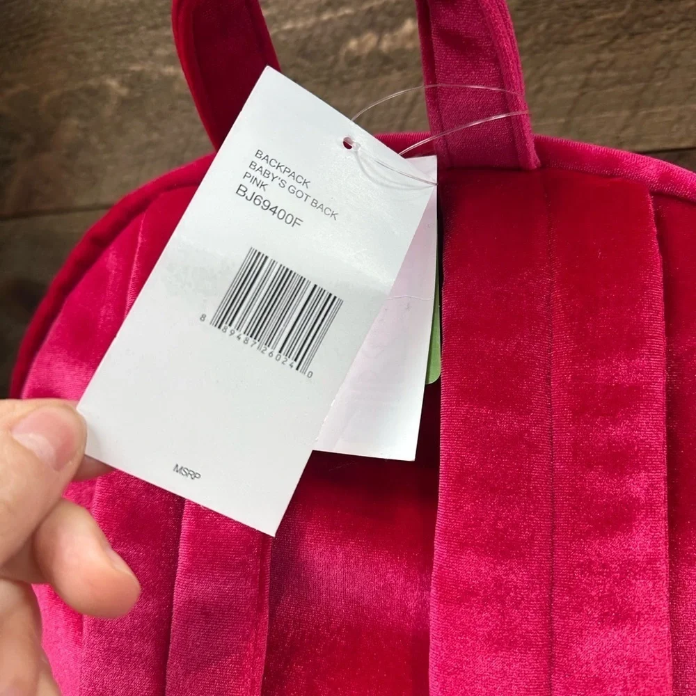 Betsey Johnson Pink Velvet Patch Backpack